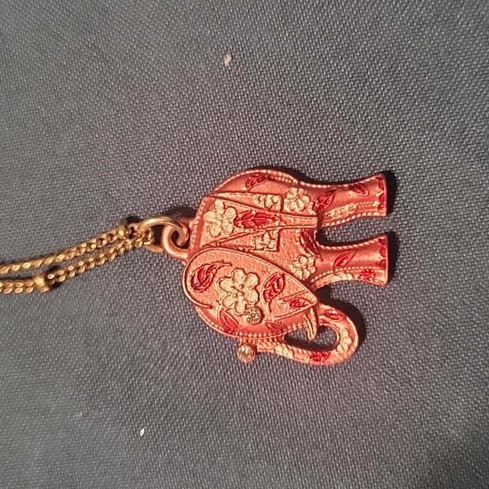 Pink elephant necklace